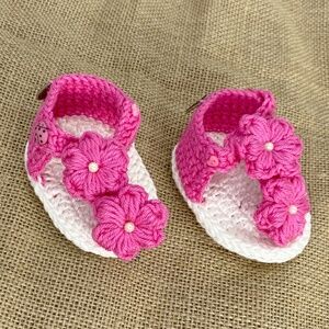 JACKYCO BABY COLLECTION Crochet baby girls' Sandals for Newborn